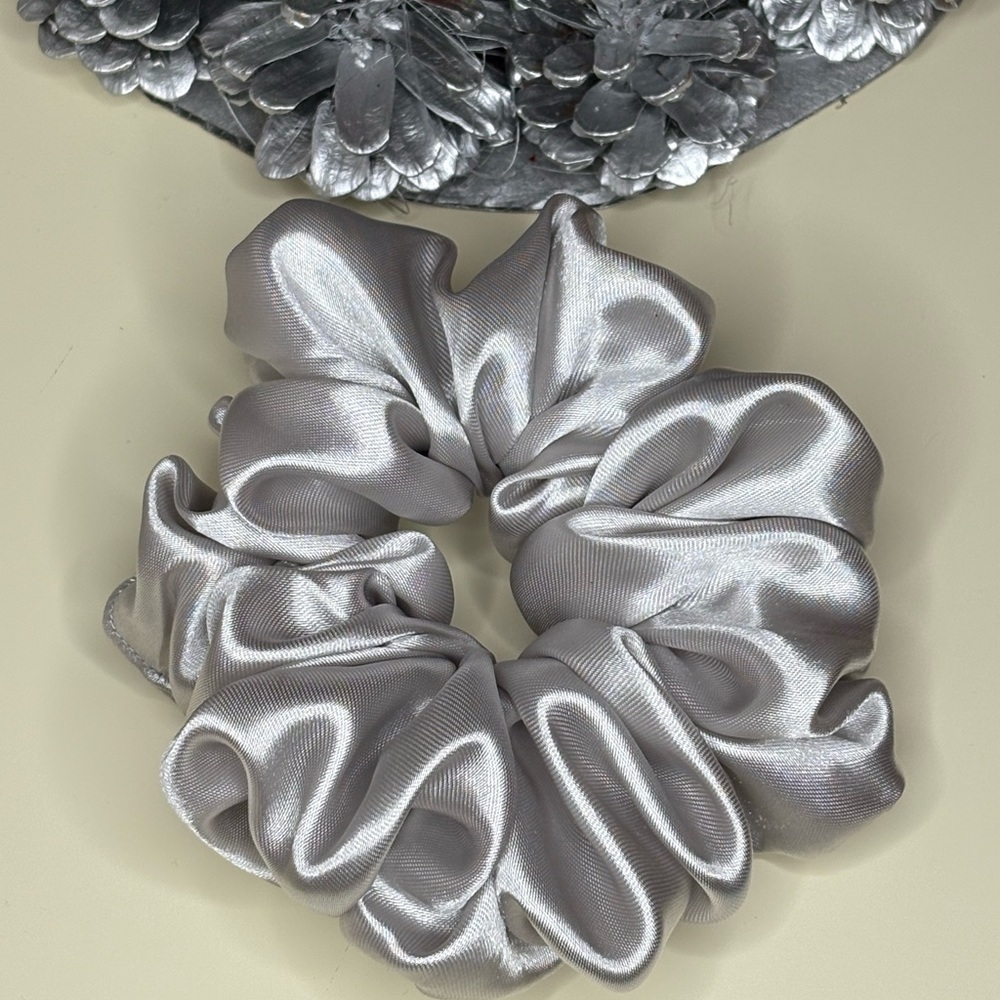 Christmas Silver Satin Hair Scrunchie in Gift Box - Picture 4 of 4